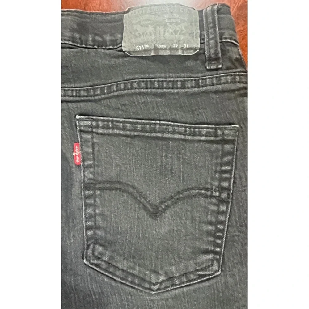 Levi's 511 Slim Jeans Kids Size 18 Tag 29x31 Meas 29x28.5 Black Performance Flaw